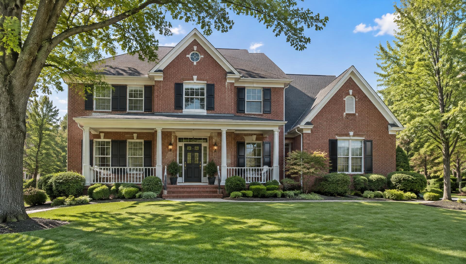 Classic brick home with covered porch in a Northern Kentucky neighborhood